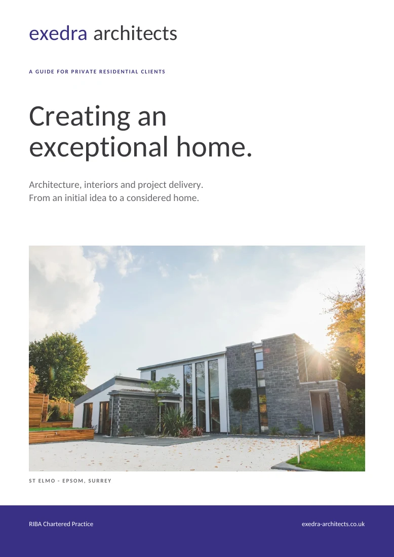 Cover of Creating an exceptional home, the Exedra Architects client guide