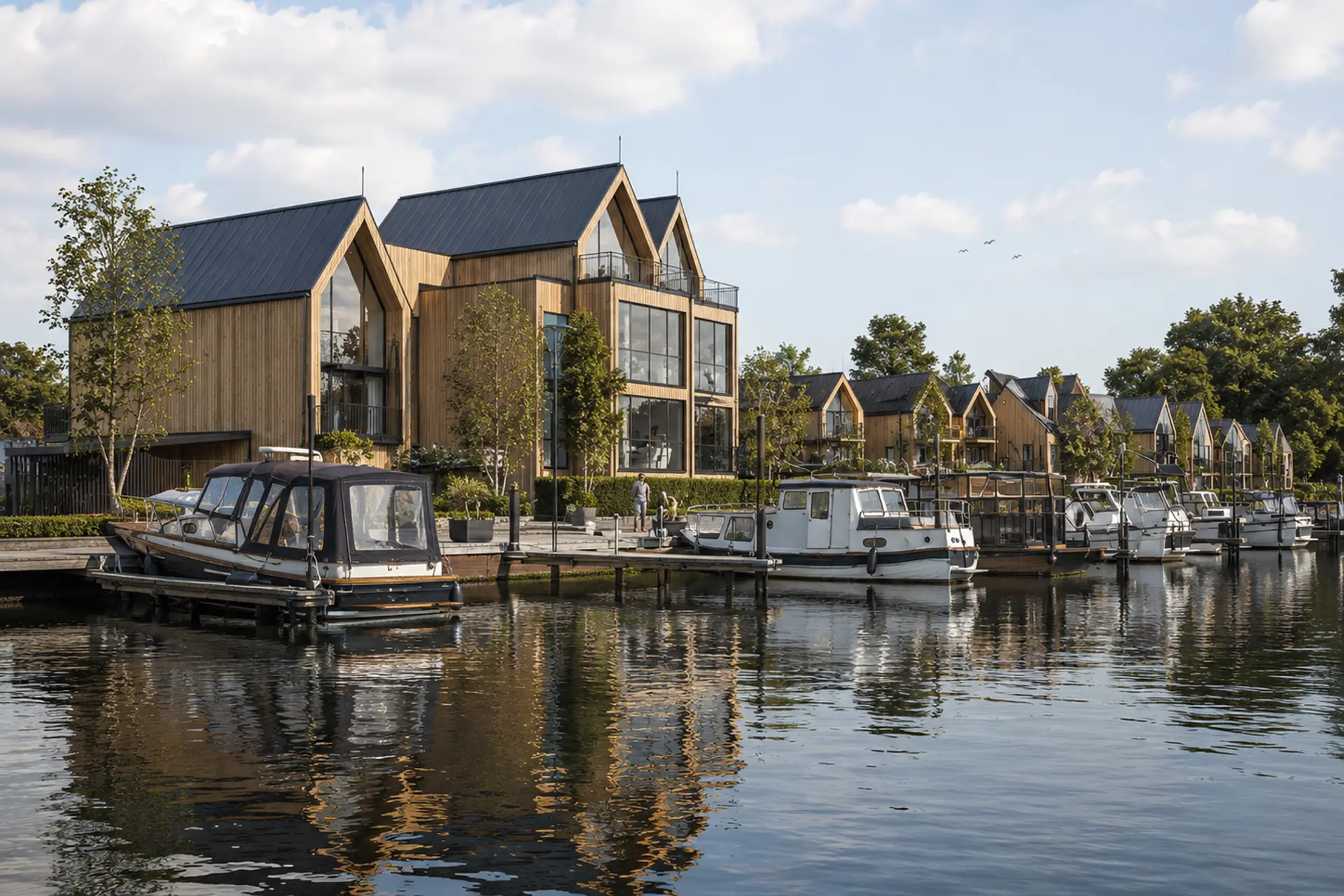 New riverside homes and private moorings in Shepperton