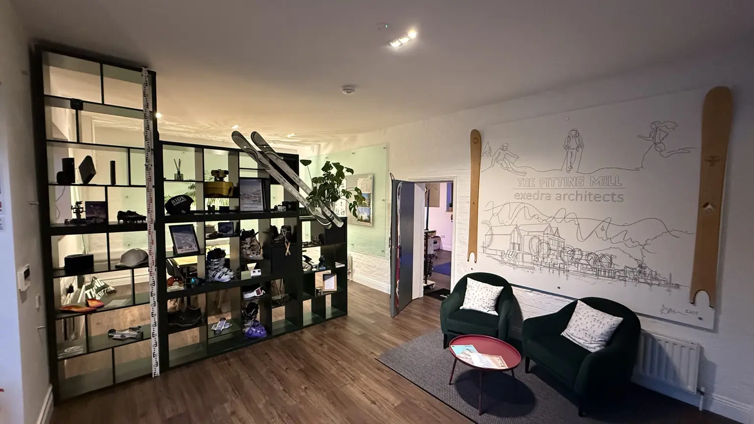 Informal reception area and material shelving